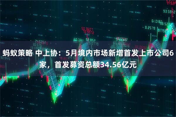 蚂蚁策略 中上协：5月境内市场新增首发上市公司6家，首发募资总额34.56亿元